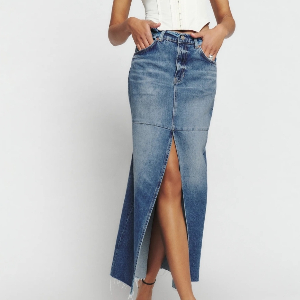 Reformation Blue Maxi Skirt